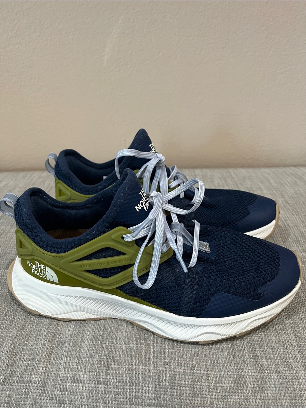 The North Face Navy Blue Kids' Sneakers with Olive Accents